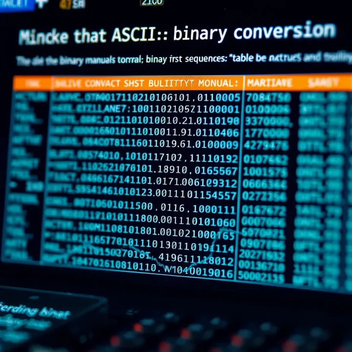 Guide to Manual ASCII to Binary Conversion Diagram illustrating the manual conversion of ASCII characters into binary sequences