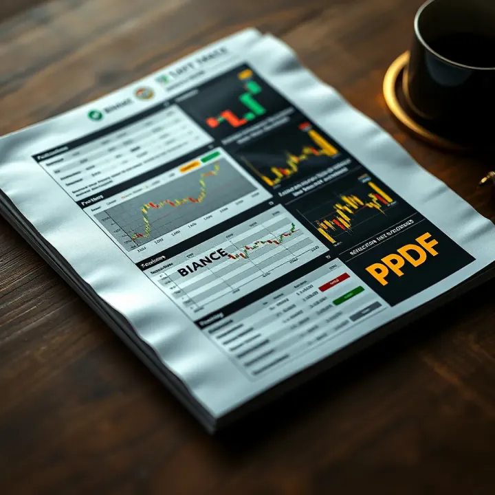 Illustration of a PDF document with trading charts and educational content