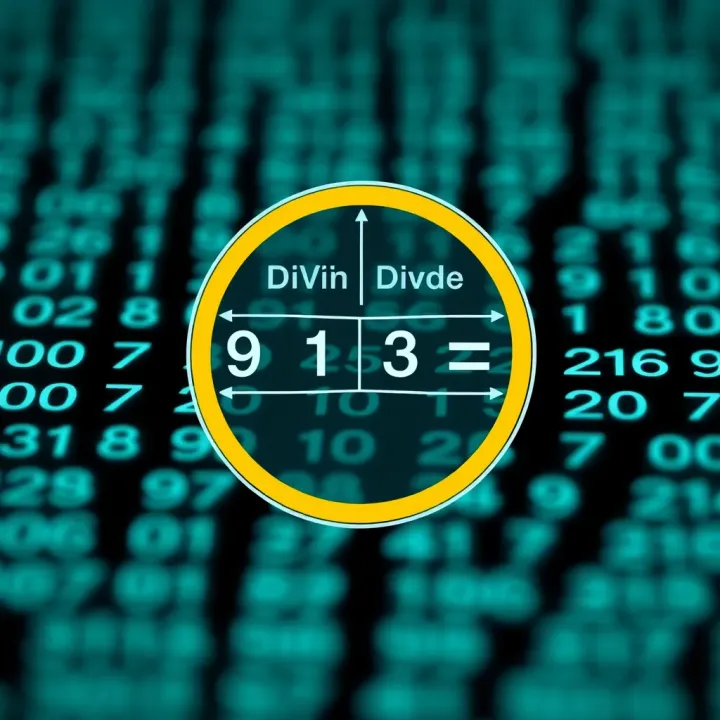 Visualization of Binary Division Components Diagram illustrating the division of binary numbers showing dividend, divisor, and quotient