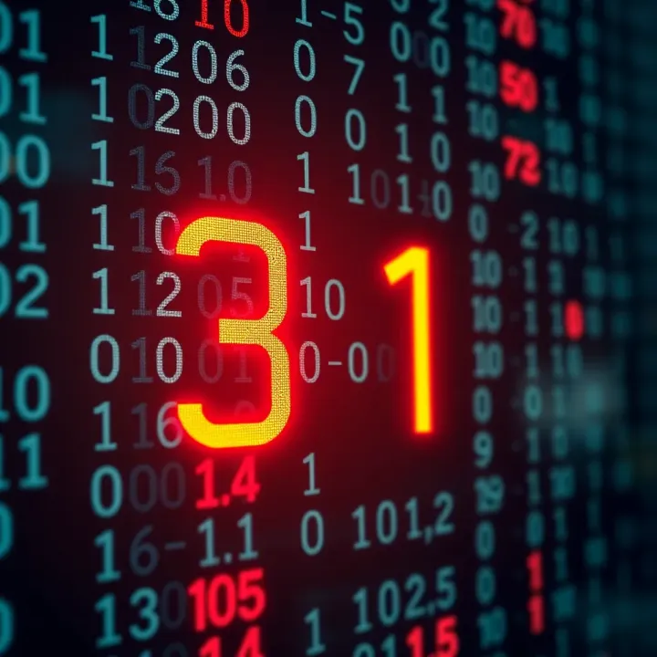 Binary Number System Highlighting Decimal Value Visual representation of the binary number system with highlighted bits for the decimal value thirty-one