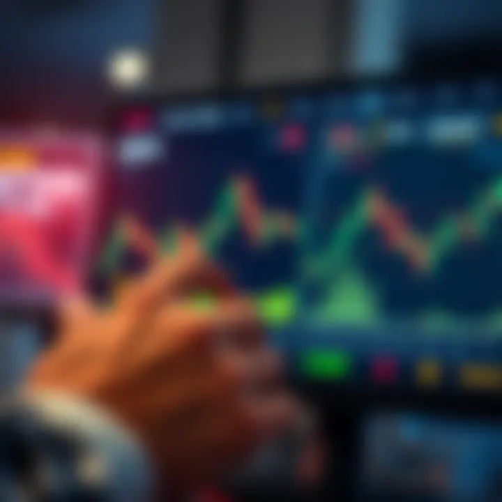 User navigating interface of a beginner-friendly trading application showing stock charts and options