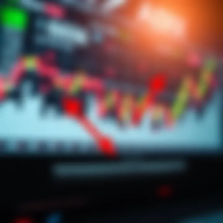 Financial Market Trends in Binary Trading Chart showing financial market trends with arrows indicating rise and fall