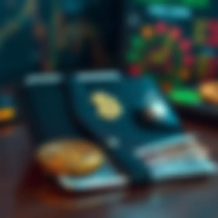 Secure digital wallet with blockchain security symbols and Pakistani rupee notes