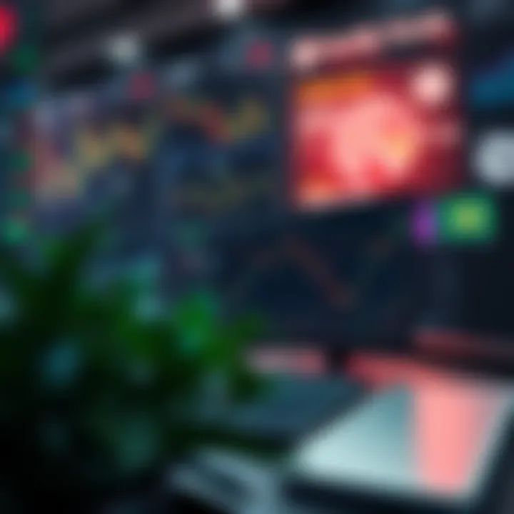 Illustration showing various forex trading platforms with graphs and charts