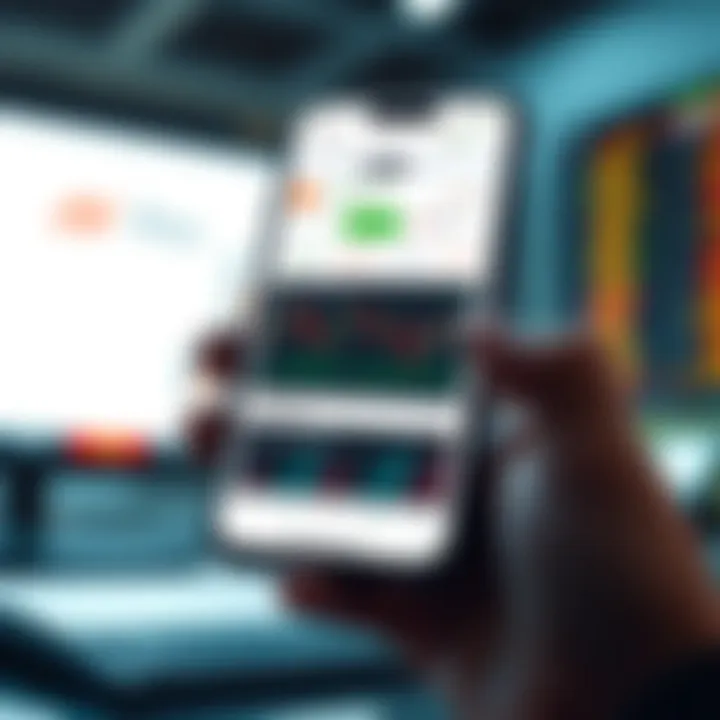 Mobile device displaying a clean and user-friendly stock trading application interface with charts and market data