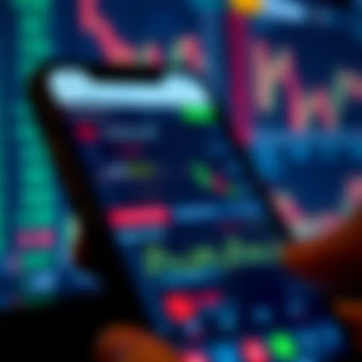 User interface displaying various trading options and real-time market data on a mobile device