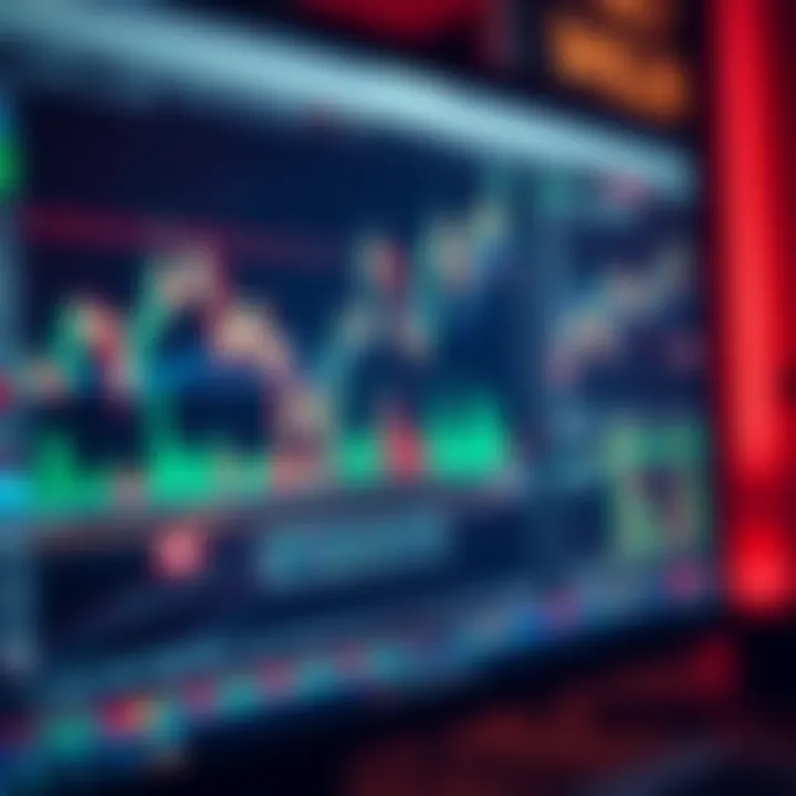 Graph showing forex trading platform features like charts, indicators, and tools on a computer screen