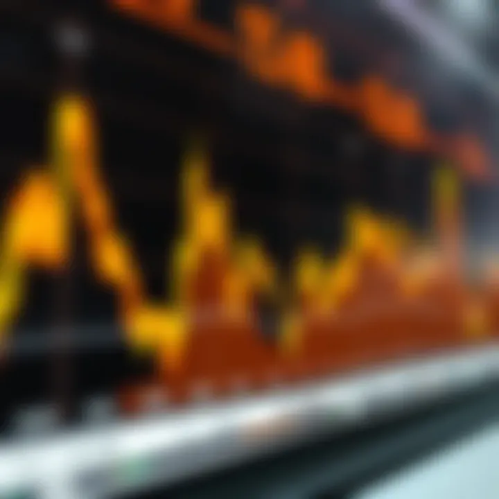 Graph illustrating currency exchange rate fluctuations in forex trading