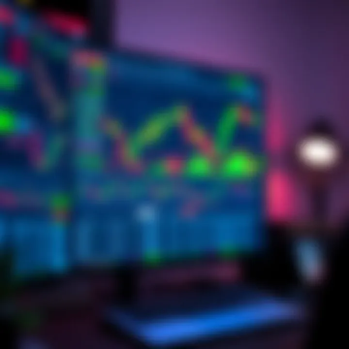 Desk setup with computer displaying forex trading platform and financial charts