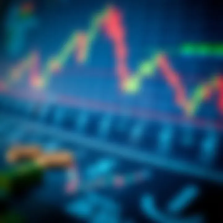 Conceptual graphic illustrating binary trading on a digital financial platform with currency icons