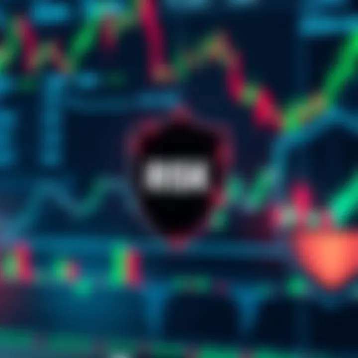 Visual representation of risk management concepts with charts and protective shields