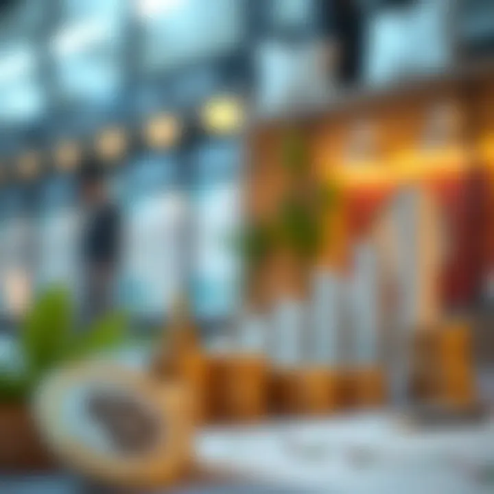 Graph illustrating upward financial growth with icons representing secure transactions and investment strategies