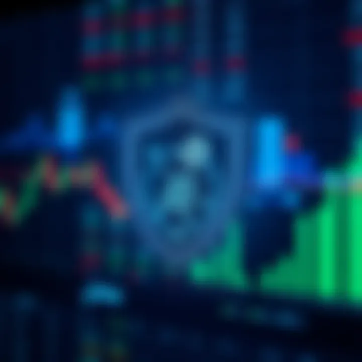 Conceptual graphic representing secure forex trading with shield and currency symbols over a digital background