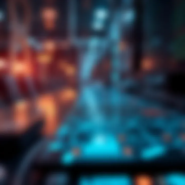 Conceptual illustration showing binary data flow within computing systems and its technological applications