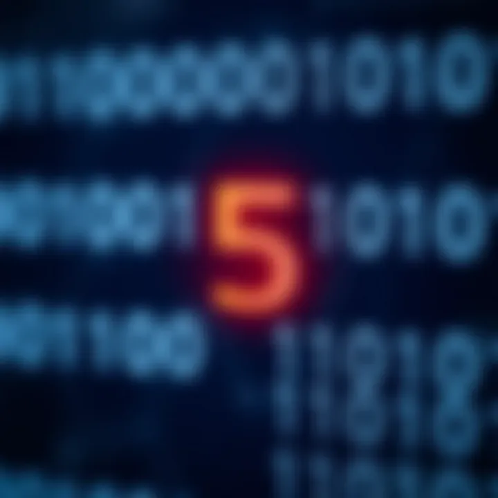 Diagram illustrating the binary sequence of digits representing the decimal value five