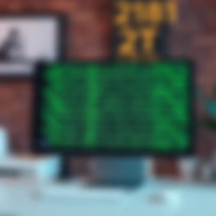Customizable binary code design displayed across a computer screen representing tech-themed décor