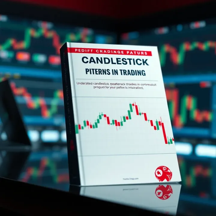 PDF guide cover featuring illustrated candlestick patterns and trading tips for market strategy development