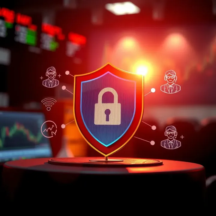 Illustration of security shield and customer support icons representing secure and reliable forex trading