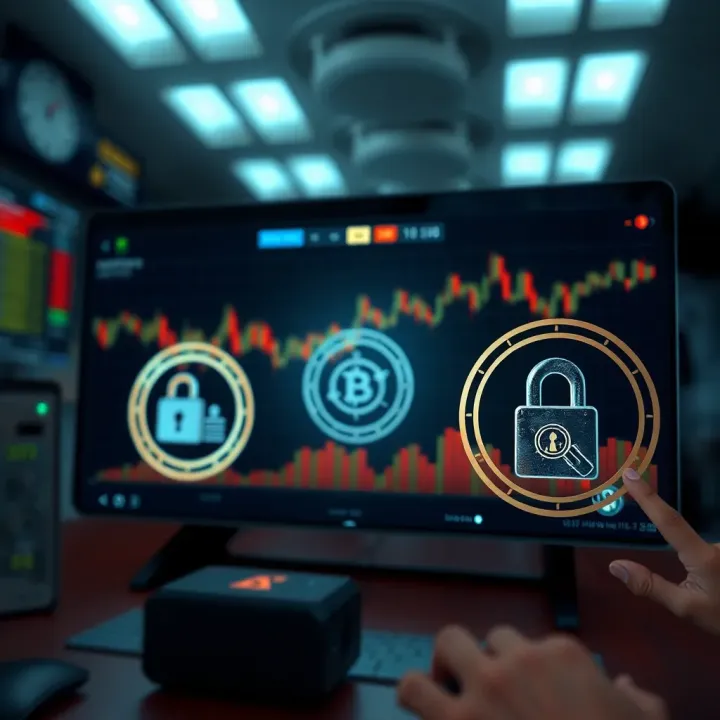 Ensuring Security and Regulation in Binary Options Trading Conceptual illustration of secure online trading with regulatory compliance symbols