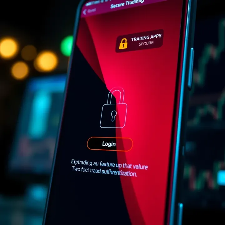 Secure login interface of a trading app highlighting security features like two-factor authentication