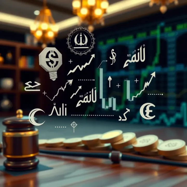 Illustration of Islamic finance symbols with an emphasis on forex trading concepts