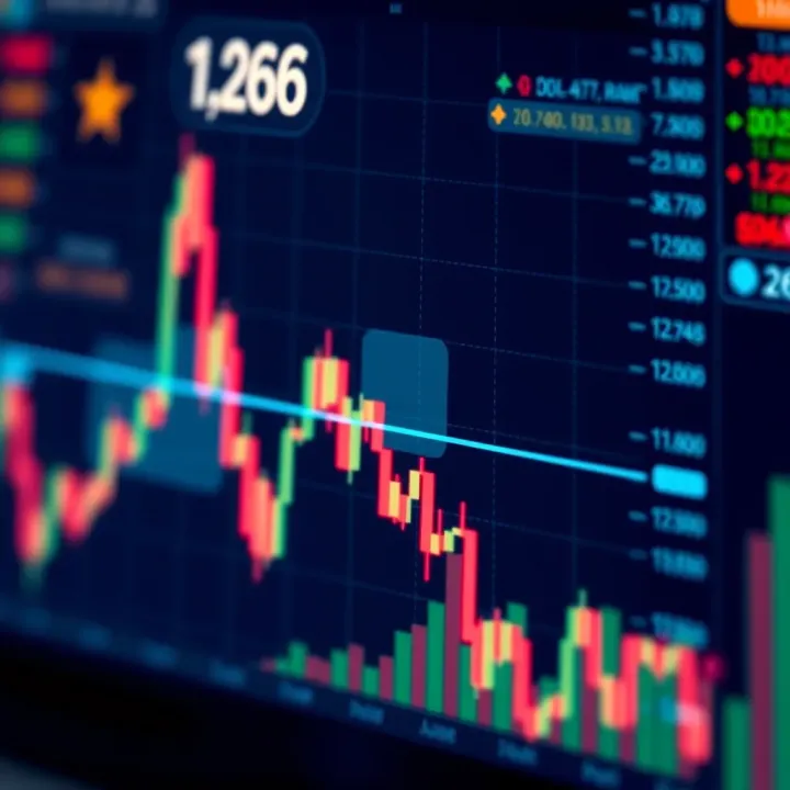 Graph showing currency exchange rates fluctuating with market trends