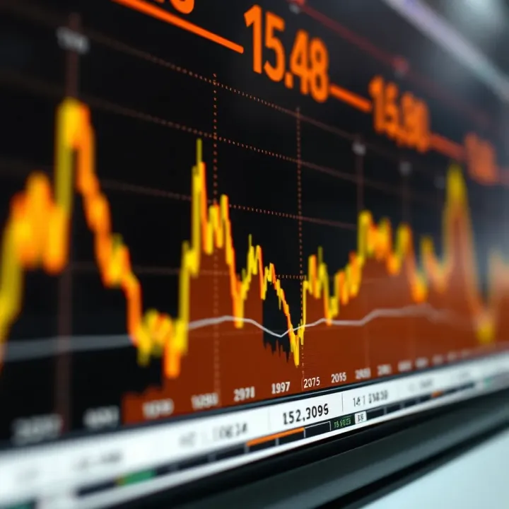 Graph illustrating currency exchange rate fluctuations in forex trading