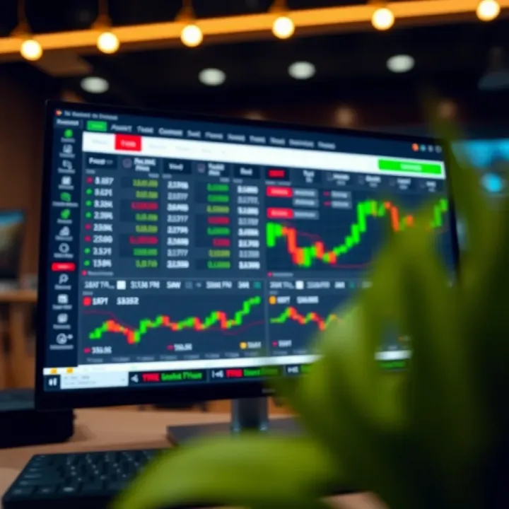 Screenshot of a trading platform interface showing asset selection and trade execution tools