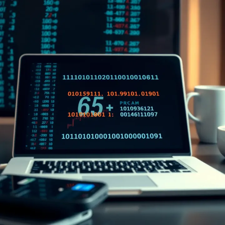 Illustration showing digital devices like smartphones and laptops to emphasize the importance of binary codes in technology