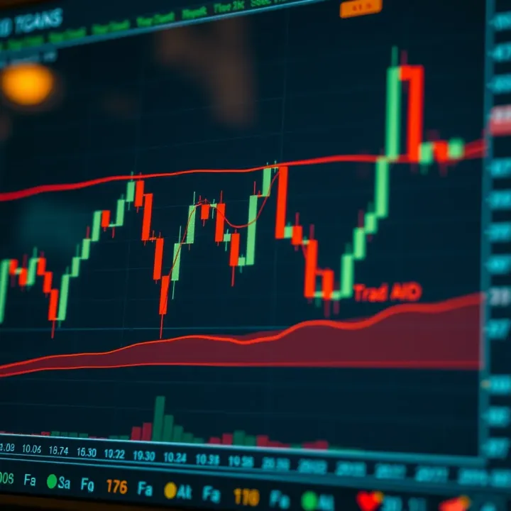 Illustration showing candlestick chart with highlighted bearish trend signals and key points for analysis