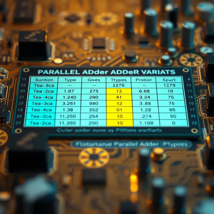 Comparison chart illustrating performance differences among various types of parallel adders in digital electronics