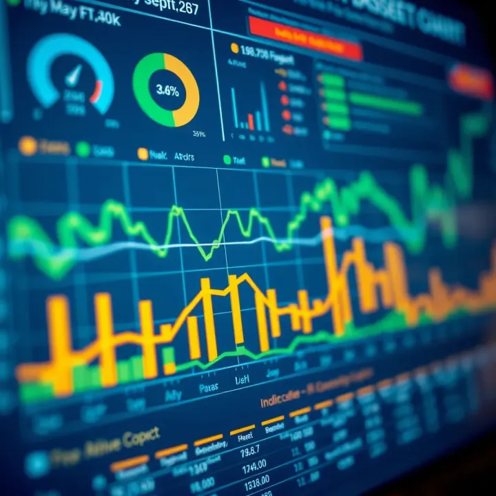 Financial Sector Risk Assessment Visualization Illustration of financial risk assessment using data charts and graphs