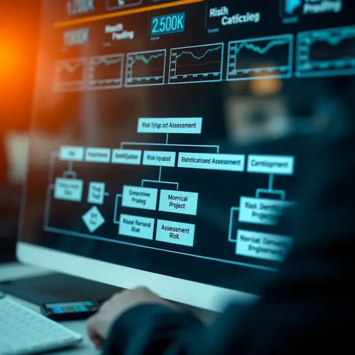 Flowchart illustrating risk identification and assessment stages in software project development
