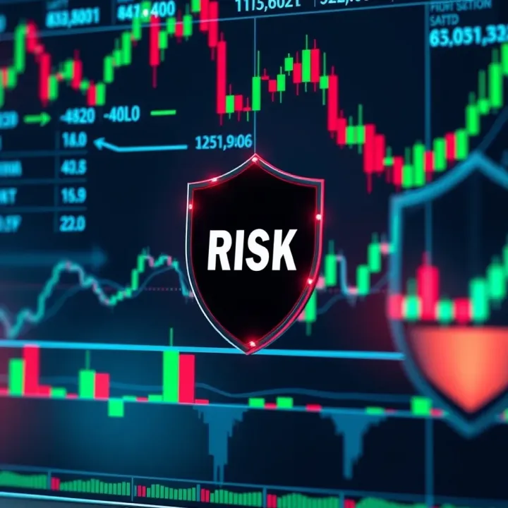 Visual representation of risk management concepts with charts and protective shields