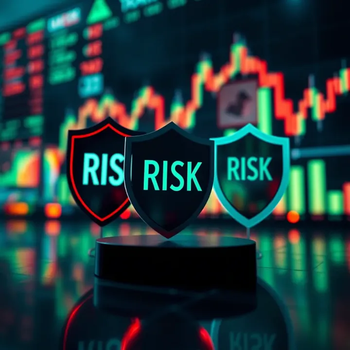 Risk Management Strategies for Binary Options Trading Conceptual illustration of risk management techniques with charts and protective shields