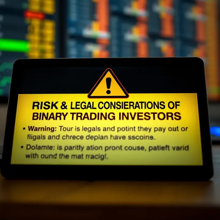 Visual warning highlighting risks and legal considerations for investors in binary trading