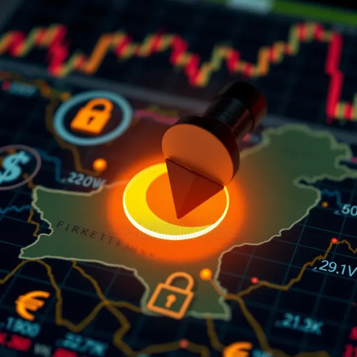 Visual representation of secure online trading with digital locks and currency symbols over a map of Pakistan