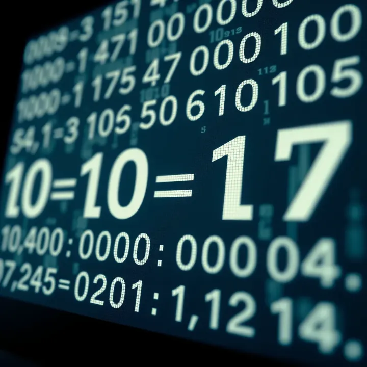 Visualization of binary arithmetic showing addition of binary numbers