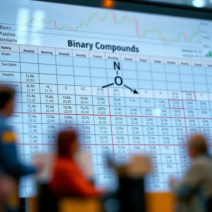 Chart showing classification and naming conventions of various binary compounds with examples