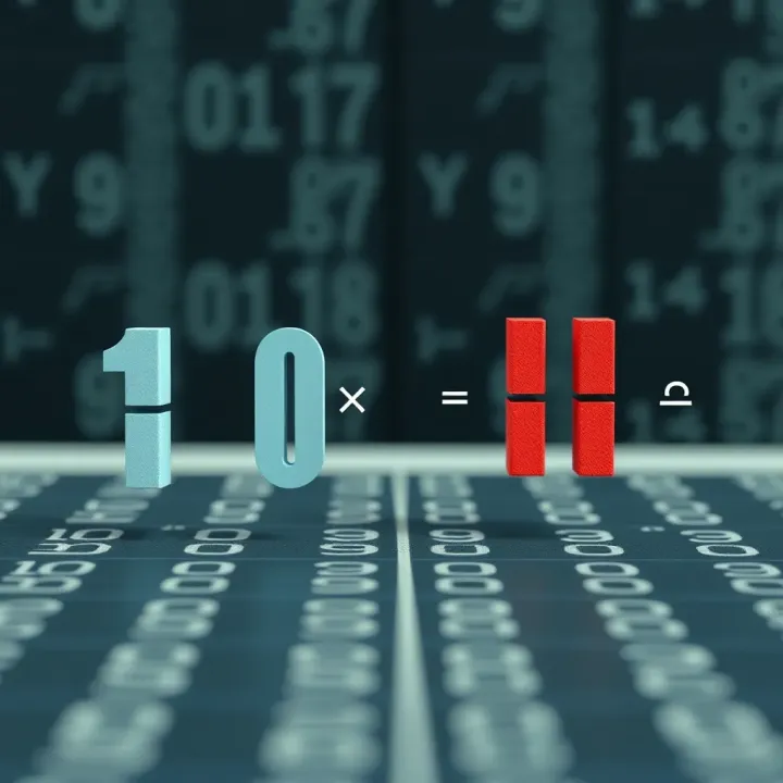 Visual comparison showing binary division compared to decimal division highlighting unique binary calculation rules