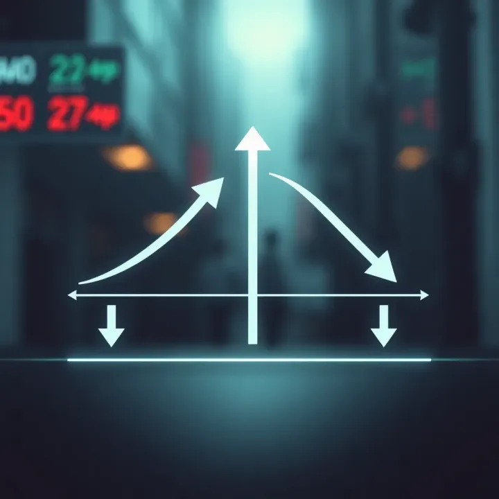 Binary Option Trading Conceptual Overview Diagram illustrating the concept of binary option trading with upward and downward arrows representing possible outcomes
