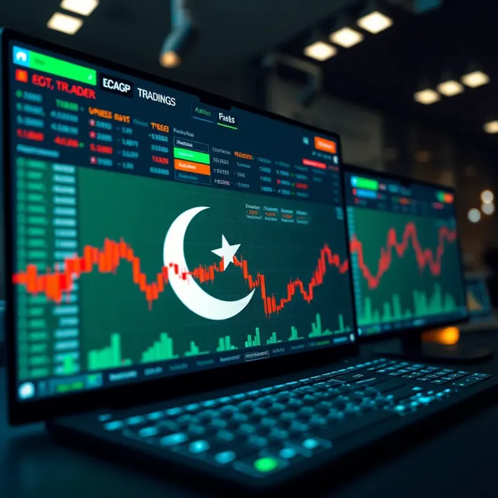Secure Online Trading Platform Featuring Pakistani Theme Visual of secure online trading platform interface with Pakistani flag elements
