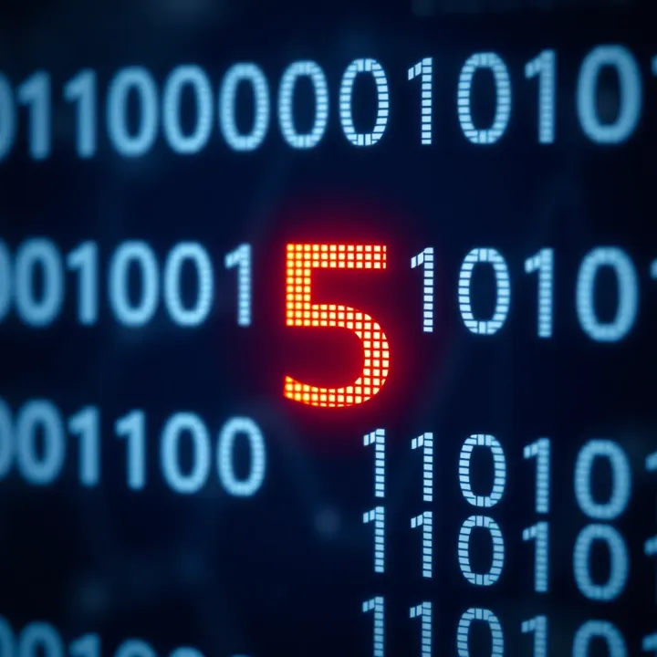 Binary Sequence Representing the Decimal Value Five Diagram illustrating the binary sequence of digits representing the decimal value five