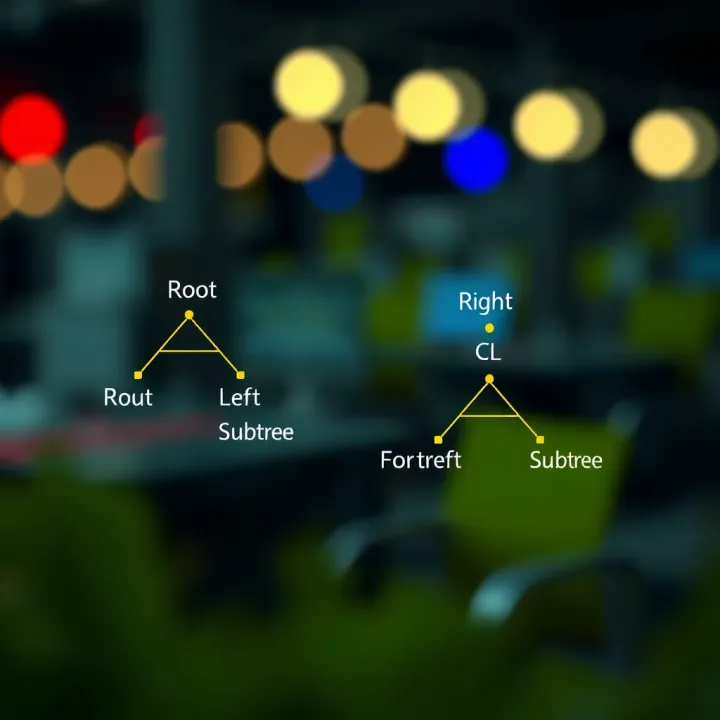 Diagram showing preorder traversal path on a binary tree highlighting root, left subtree, then right subtree