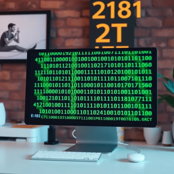 Customizable binary code design displayed across a computer screen representing tech-themed décor