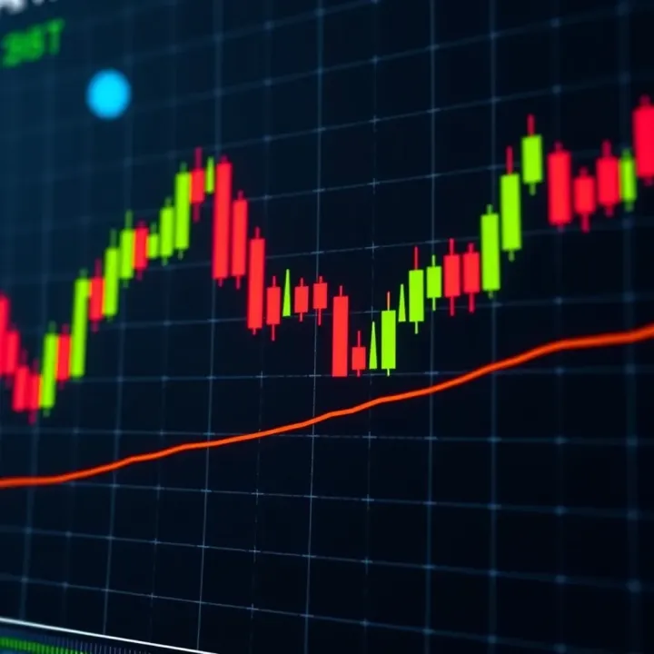 Candlestick chart highlighting a bullish flag pattern signifying potential market continuation