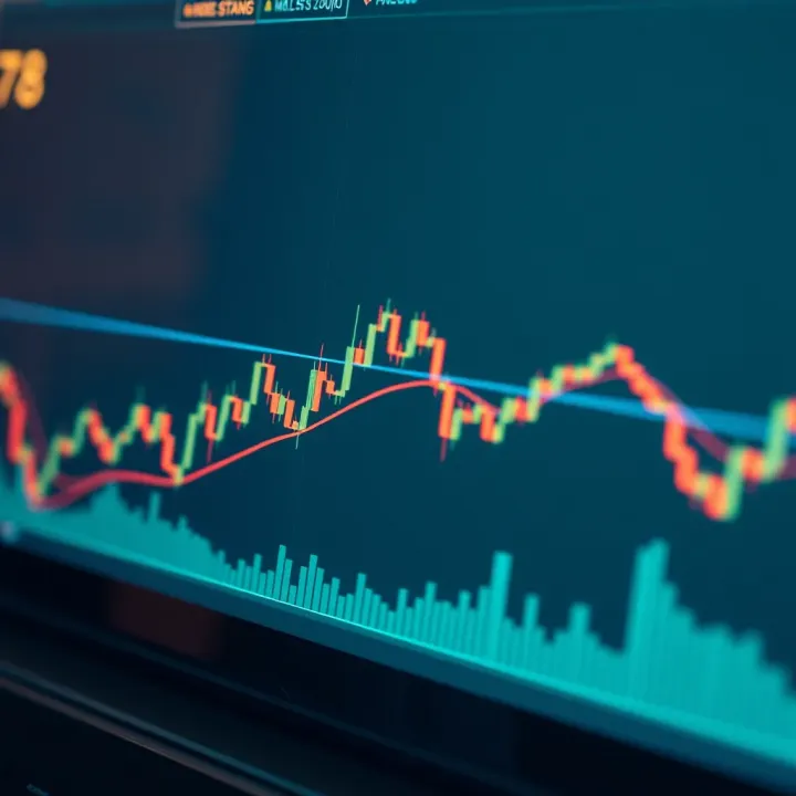 Graph showing candlestick chart with bullish and bearish formations highlighting potential market movements