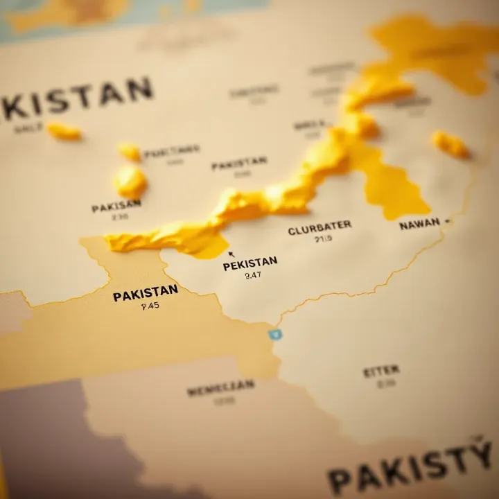 Map highlighting different regions of Pakistan with varying gold rates