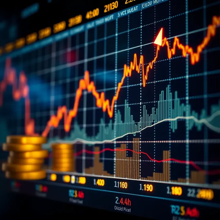 Market Trends and Gold Price Movements Graph showing upward trend of gold prices with market indicators