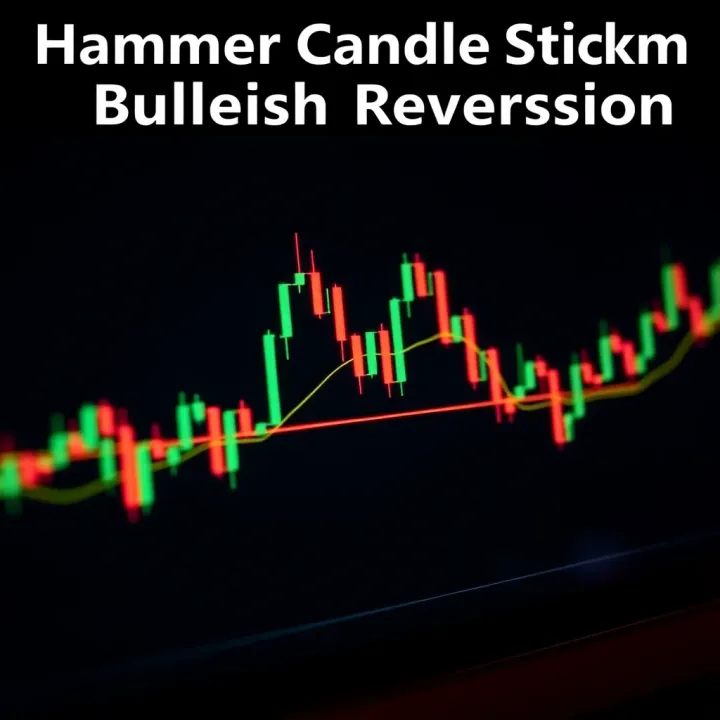 Illustration of hammer candlestick pattern signaling possible bullish reversal in stock price movement